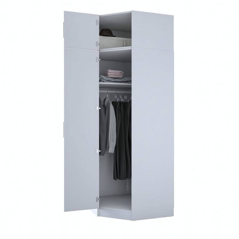 Garderobeskap Wallxpert Juna (91 x 255 x 57,5 cm) hvit - Hvit - Oppbevaring - Klesoppbevaring - Garderober & garderobesystem - Garderobeskap & klesskap