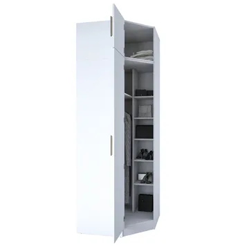 Garderobeskap Wallxpert Juna (91 x 255 x 57,5 cm) hvit - Hvit - Oppbevaring - Klesoppbevaring - Garderober & garderobesystem - Garderobeskap & klesskap