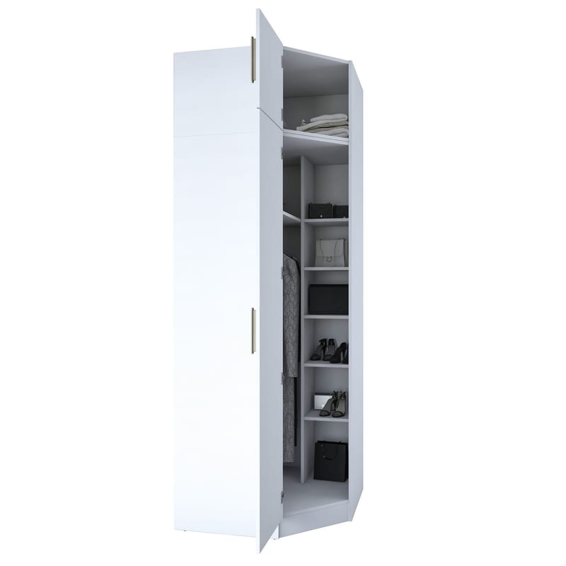 Garderobeskap Wallxpert Juna (91 x 255 x 57,5 cm) hvit - Hvit - Oppbevaring - Klesoppbevaring - Garderober & garderobesystem - Garderobeskap & klesskap