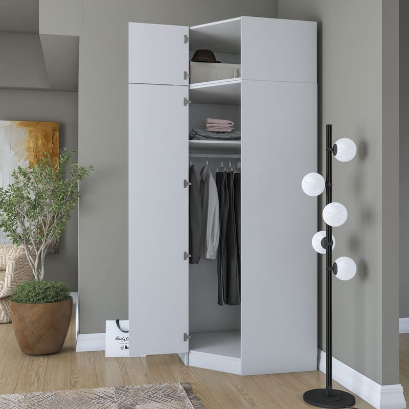 Garderobeskap Wallxpert Juna (91 x 255 x 57,5 cm) hvit - Hvit - Oppbevaring - Klesoppbevaring - Garderober & garderobesystem - Garderobeskap & klesskap