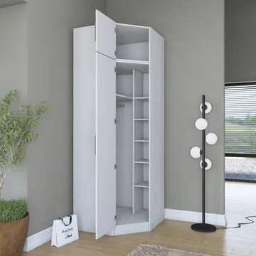 Garderobeskap Wallxpert Juna (91 x 255 x 57,5 cm) hvit - Hvit - Oppbevaring - Klesoppbevaring - Garderober & garderobesystem - Garderobeskap & klesskap