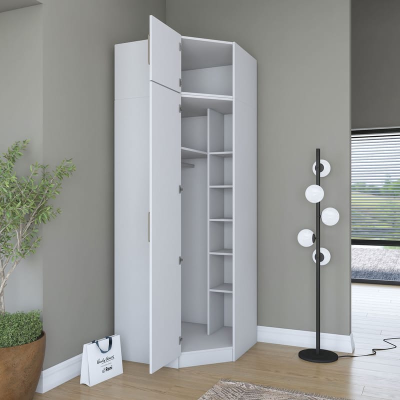 Garderobeskap Wallxpert Juna (91 x 255 x 57,5 cm) hvit - Hvit - Oppbevaring - Klesoppbevaring - Garderober & garderobesystem - Garderobeskap & klesskap