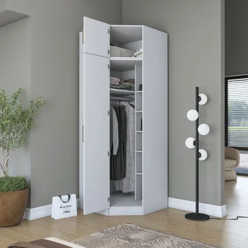 Garderobeskap Wallxpert Juna (91 x 255 x 57,5 cm) hvit - Hvit - Oppbevaring - Klesoppbevaring - Garderober & garderobesystem - Garderobeskap & klesskap
