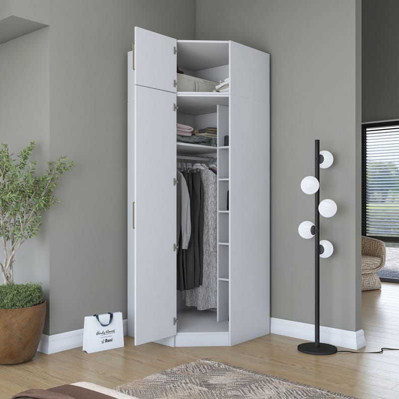 Garderobeskap Wallxpert Juna (91 x 255 x 57,5 cm) hvit - Hvit - Oppbevaring - Klesoppbevaring - Garderober & garderobesystem - Garderobeskap & klesskap