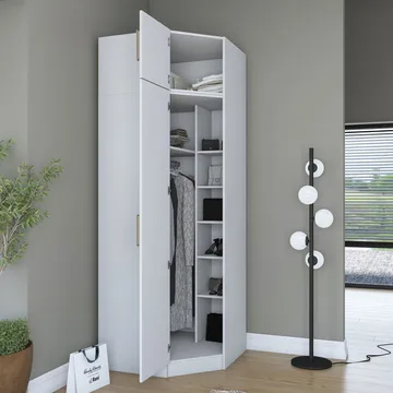 Garderobeskap Wallxpert Juna (91 x 255 x 57,5 cm) hvit - Hvit - Oppbevaring - Klesoppbevaring - Garderober & garderobesystem - Garderobeskap & klesskap