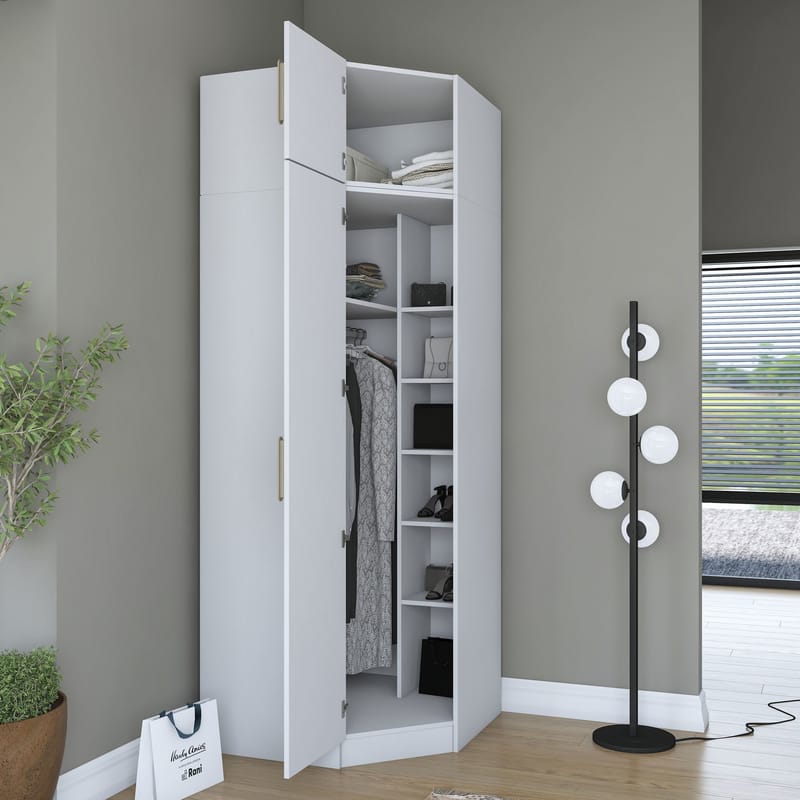 Garderobeskap Wallxpert Juna (91 x 255 x 57,5 cm) hvit - Hvit - Oppbevaring - Klesoppbevaring - Garderober & garderobesystem - Garderobeskap & klesskap