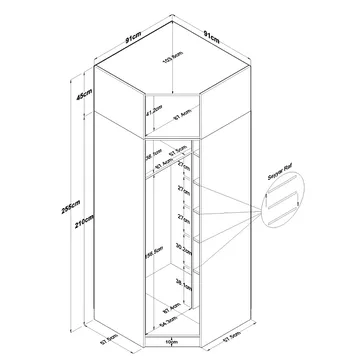 Garderobeskap Wallxpert Juna (91 x 255 x 57,5 cm) hvit - Hvit - Oppbevaring - Klesoppbevaring - Garderober & garderobesystem - Garderobeskap & klesskap