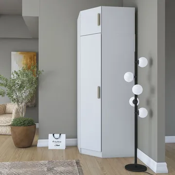 Garderobeskap Wallxpert Juna (91 x 255 x 57,5 cm) hvit - Hvit - Oppbevaring - Klesoppbevaring - Garderober & garderobesystem - Garderobeskap & klesskap