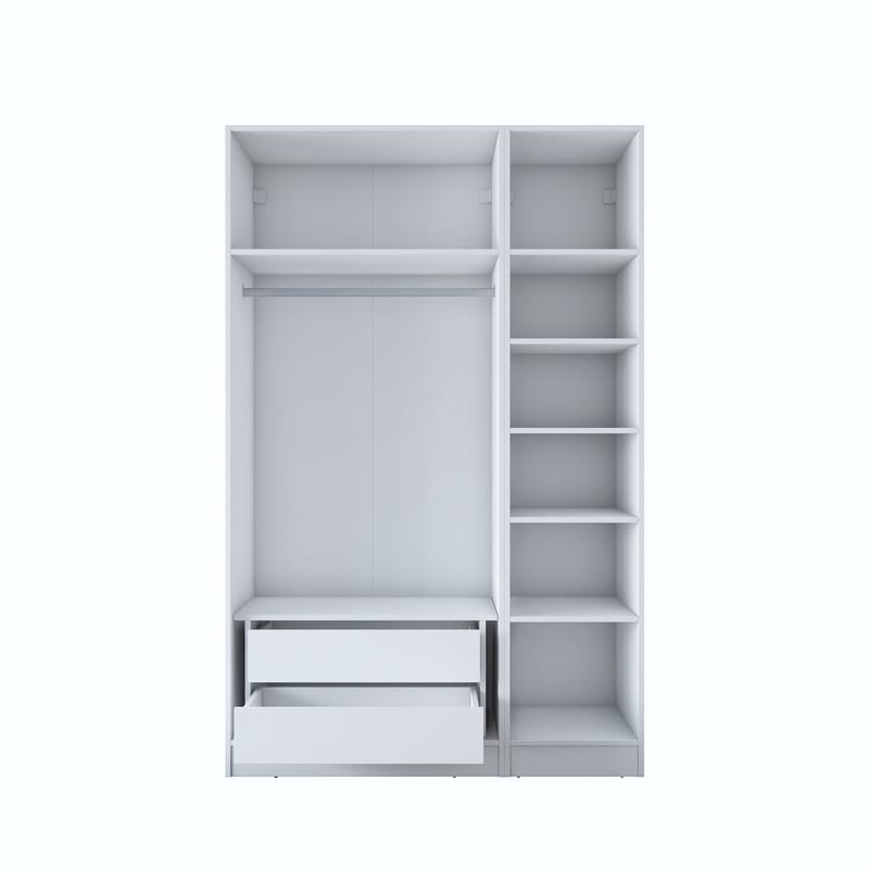 Garderobeskap Wallxpert Kira-hylle v2 (135 x 210 x 57,5 cm) Hvit - Hvit - Oppbevaring - Klesoppbevaring - Garderober & garderobesystem - Garderobeskap & klesskap