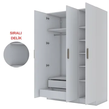 Garderobeskap Wallxpert Kira-hylle v2 (135 x 210 x 57,5 cm) Hvit - Hvit - Oppbevaring - Klesoppbevaring - Garderober & garderobesystem - Garderobeskap & klesskap