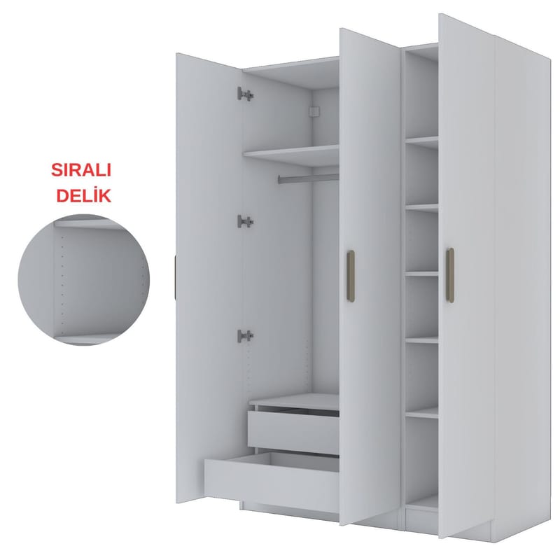 Garderobeskap Wallxpert Kira-hylle v2 (135 x 210 x 57,5 cm) Hvit - Hvit - Oppbevaring - Klesoppbevaring - Garderober & garderobesystem - Garderobeskap & klesskap