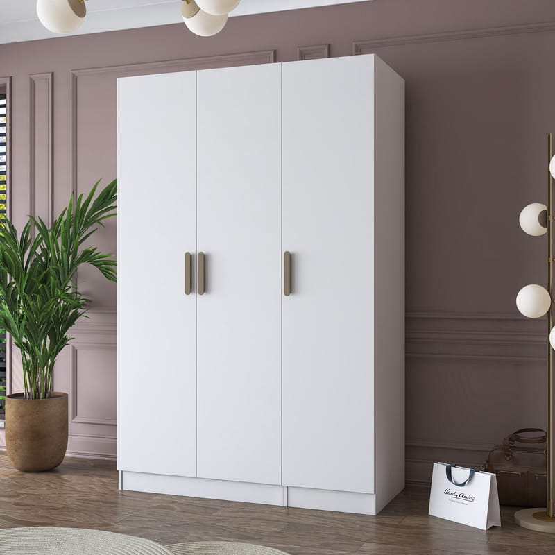 Garderobeskap Wallxpert Kira-hylle v2 (135 x 210 x 57,5 cm) Hvit - Hvit - Oppbevaring - Klesoppbevaring - Garderober & garderobesystem - Garderobeskap & klesskap