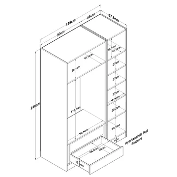 Garderobeskap Wallxpert Kira-hylle v2 (135 x 210 x 57,5 cm) Hvit - Hvit - Oppbevaring - Klesoppbevaring - Garderober & garderobesystem - Garderobeskap & klesskap