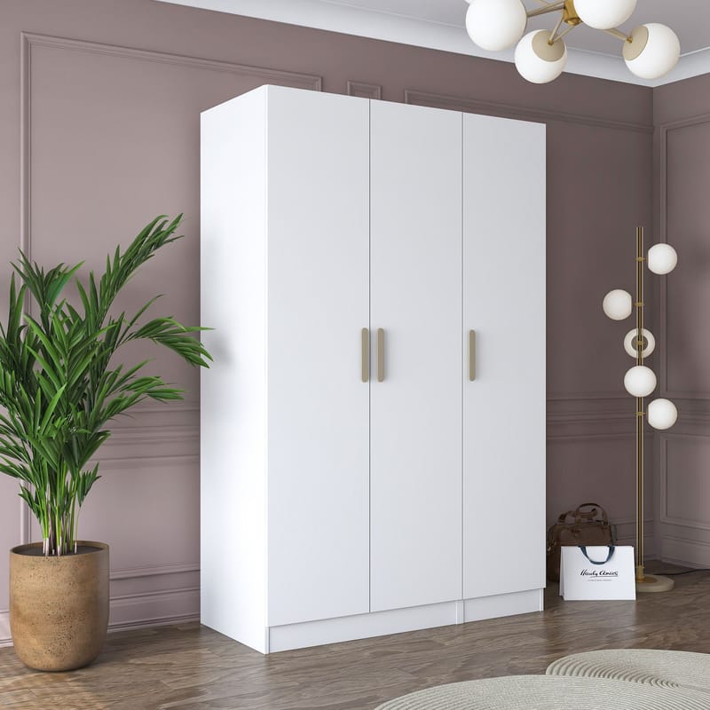 Garderobeskap Wallxpert Kira-hylle v2 (135 x 210 x 57,5 cm) Hvit - Hvit - Oppbevaring - Klesoppbevaring - Garderober & garderobesystem - Garderobeskap & klesskap