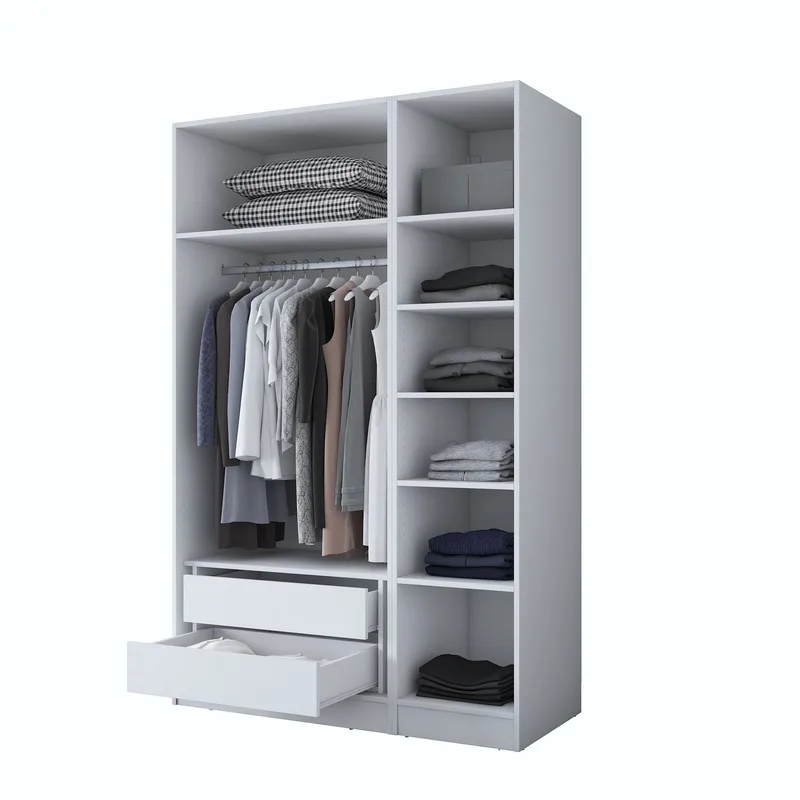 Garderobeskap Wallxpert Kira-hylle v2 (135 x 210 x 57,5 cm) Hvit, Hvit
