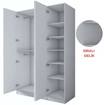 Garderobeskap Wallxpert Kira Shelf (135 x 210 x 57,5 cm) hvit - Hvit - Oppbevaring - Klesoppbevaring - Garderober & garderobesystem - Garderobeskap & klesskap