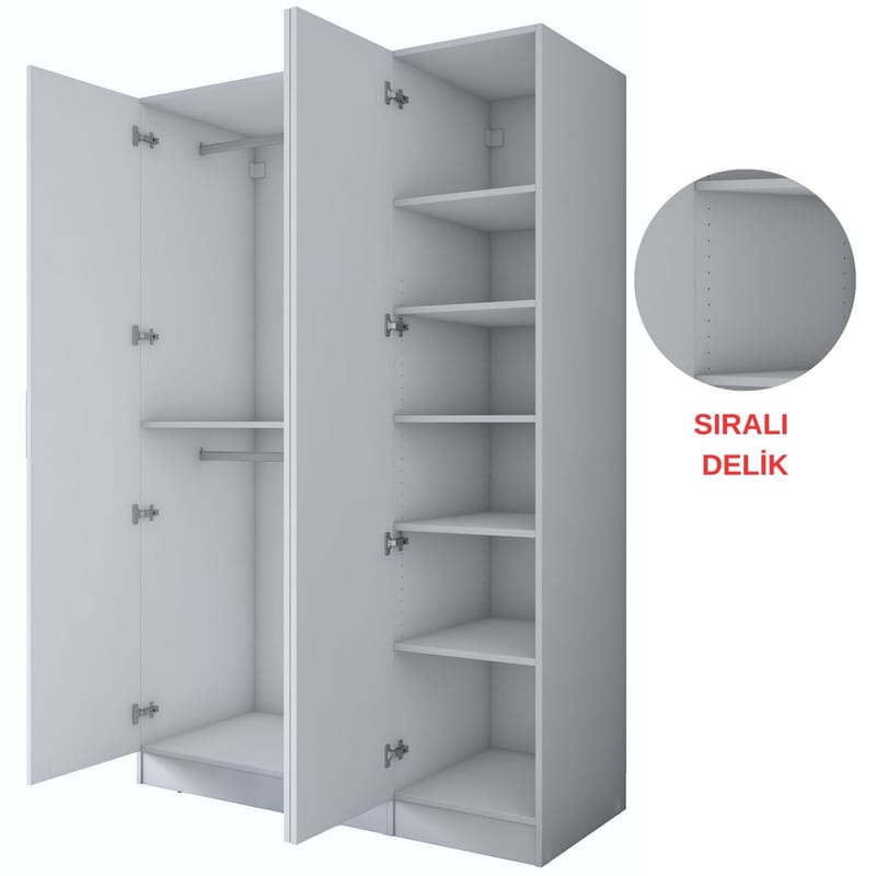 Garderobeskap Wallxpert Kira Shelf (135 x 210 x 57,5 cm) hvit - Hvit - Oppbevaring - Klesoppbevaring - Garderober & garderobesystem - Garderobeskap & klesskap