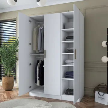 Garderobeskap Wallxpert Kira Shelf (135 x 210 x 57,5 cm) hvit - Hvit - Oppbevaring - Klesoppbevaring - Garderober & garderobesystem - Garderobeskap & klesskap