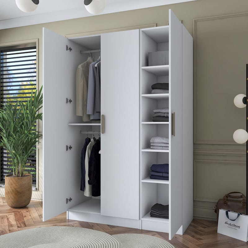 Garderobeskap Wallxpert Kira Shelf (135 x 210 x 57,5 cm) hvit - Hvit - Oppbevaring - Klesoppbevaring - Garderober & garderobesystem - Garderobeskap & klesskap
