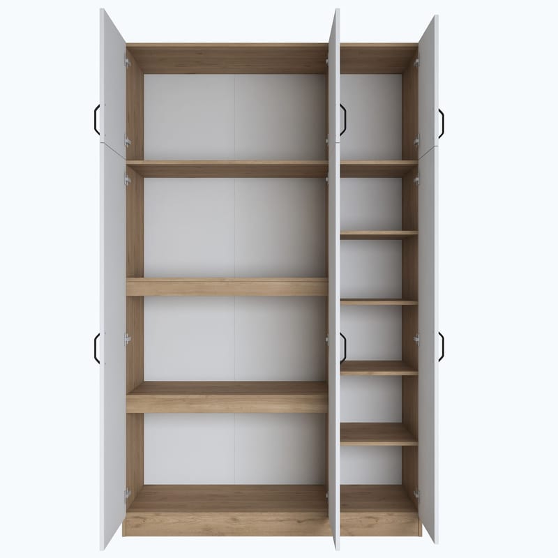 Garderobeskap Wallxpert Lora hylle (145 x 239 x 55 cm) Valnøtt hvit - Valnøtt og hvit - Oppbevaring - Klesoppbevaring - Garderober & garderobesystem - Garderobeskap & klesskap