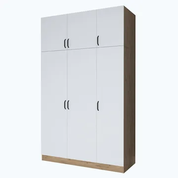 Garderobeskap Wallxpert Lora hylle (145 x 239 x 55 cm) Valnøtt hvit - Valnøtt og hvit - Oppbevaring - Klesoppbevaring - Garderober & garderobesystem - Garderobeskap & klesskap