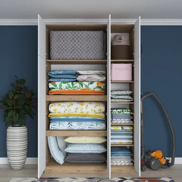 Garderobeskap Wallxpert Lora hylle (145 x 239 x 55 cm) Valnøtt hvit - Valnøtt og hvit - Oppbevaring - Klesoppbevaring - Garderober & garderobesystem - Garderobeskap & klesskap
