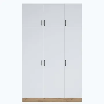 Garderobeskap Wallxpert Lora hylle (145 x 239 x 55 cm) Valnøtt hvit - Valnøtt og hvit - Oppbevaring - Klesoppbevaring - Garderober & garderobesystem - Garderobeskap & klesskap
