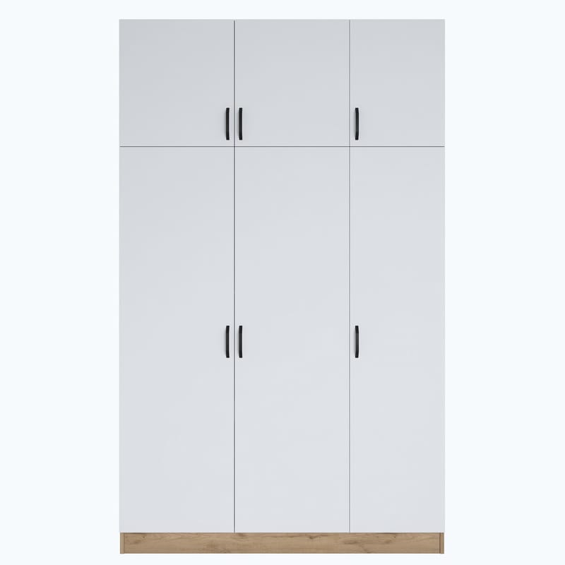 Garderobeskap Wallxpert Lora hylle (145 x 239 x 55 cm) Valnøtt hvit - Valnøtt og hvit - Oppbevaring - Klesoppbevaring - Garderober & garderobesystem - Garderobeskap & klesskap