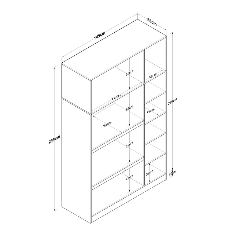Garderobeskap Wallxpert Lora hylle (145 x 239 x 55 cm) Valnøtt hvit - Valnøtt og hvit - Oppbevaring - Klesoppbevaring - Garderober & garderobesystem - Garderobeskap & klesskap