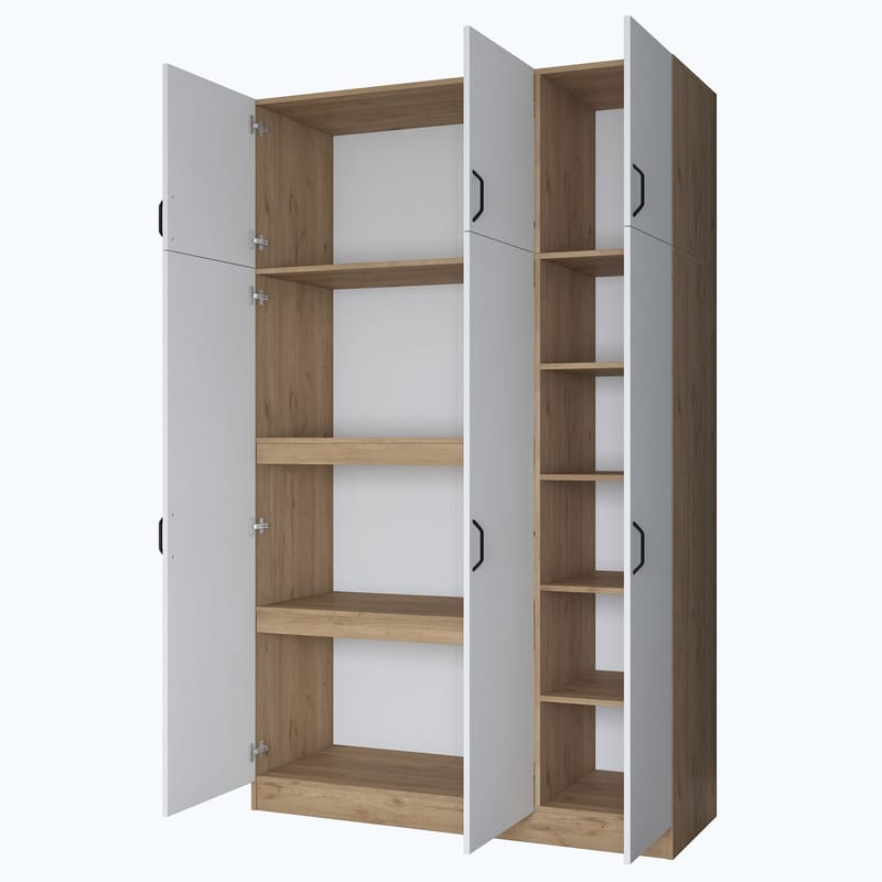 Garderobeskap Wallxpert Lora hylle (145 x 239 x 55 cm) Valnøtt hvit - Valnøtt og hvit - Oppbevaring - Klesoppbevaring - Garderober & garderobesystem - Garderobeskap & klesskap