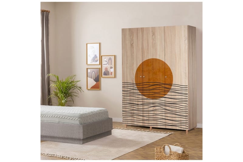 Gladfield Garderobe 135x192 cm - Natur - Oppbevaring - Klesoppbevaring - Garderober & garderobesystem