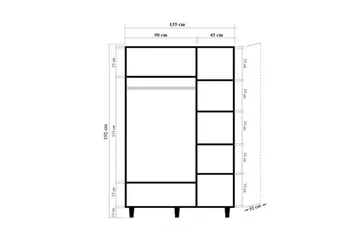 Gladfield Garderobe 135x192 cm - Natur - Oppbevaring - Klesoppbevaring - Garderober & garderobesystem