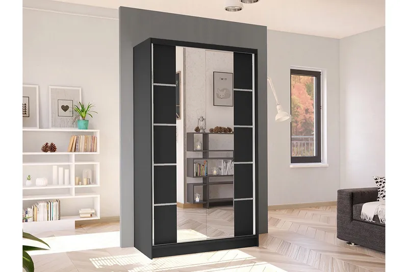 Glenmore Garderob m. Spegel Black - Oppbevaring - Klesoppbevaring - Garderober & garderobesystem