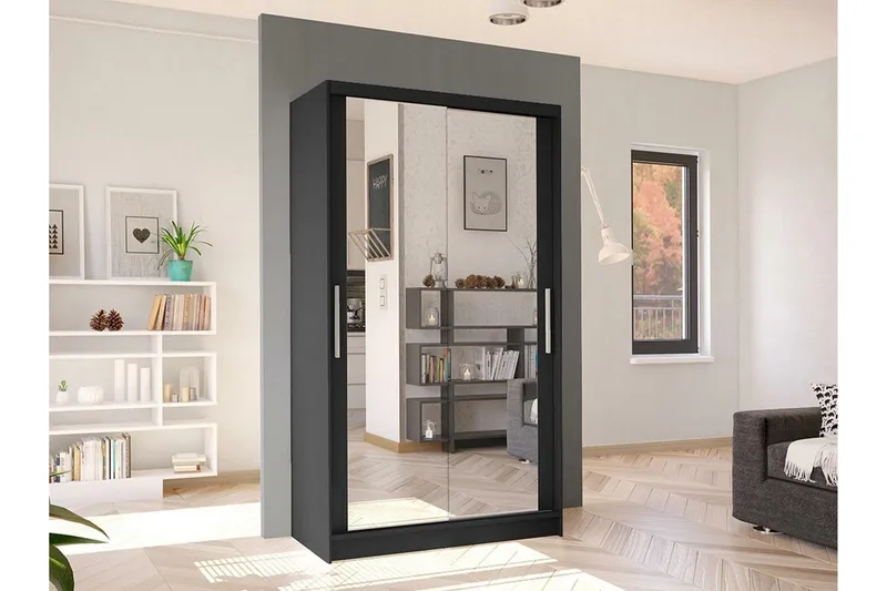 Glenmore Garderob m. Spegel Black - Oppbevaring - Klesoppbevaring - Garderober & garderobesystem