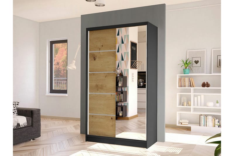Glenmore Garderob m. Spegel Black - Oppbevaring - Klesoppbevaring - Garderober & garderobesystem
