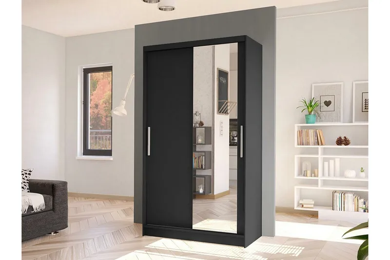 Glenmore Garderob m. Spegel Black - Oppbevaring - Klesoppbevaring - Garderober & garderobesystem