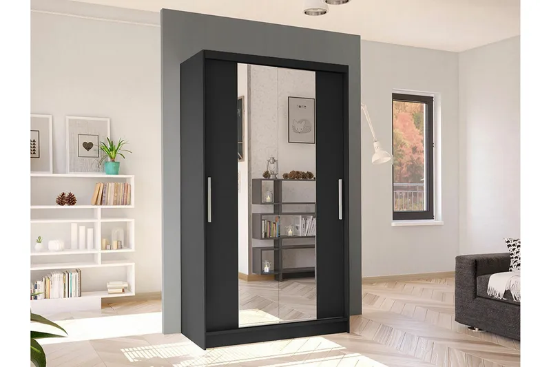 Glenmore Garderob m. Spegel Black - Oppbevaring - Klesoppbevaring - Garderober & garderobesystem