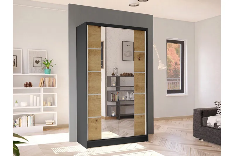 Glenmore Garderob m. Spegel Black - Oppbevaring - Klesoppbevaring - Garderober & garderobesystem