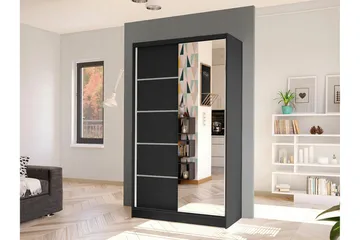 Glenmore Garderob m. Spegel Black - Oppbevaring - Klesoppbevaring - Garderober & garderobesystem