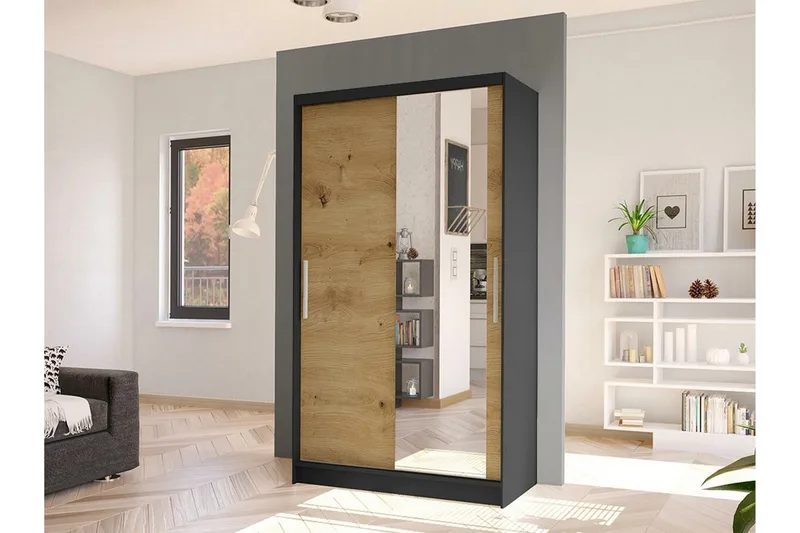 Glenmore Garderob m. Spegel Black - Oppbevaring - Klesoppbevaring - Garderober & garderobesystem