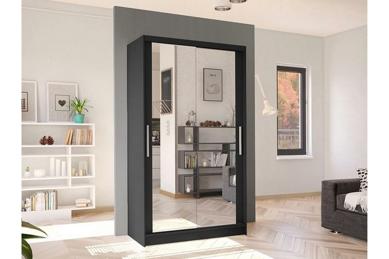 Glenmore Garderob m. Spegel NO_BRAND Black - Oppbevaring - Klesoppbevaring - Garderober & garderobesystem