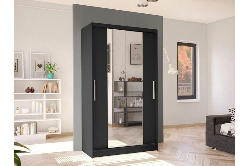 Glenmore Garderob m. Spegel NO_BRAND Black - Oppbevaring - Klesoppbevaring - Garderober & garderobesystem