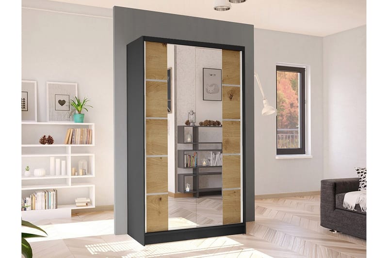 Glenmore Garderob m. Spegel NO_BRAND Black - Oppbevaring - Klesoppbevaring - Garderober & garderobesystem