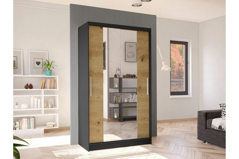 Glenmore Garderob m. Spegel NO_BRAND Black - Oppbevaring - Klesoppbevaring - Garderober & garderobesystem