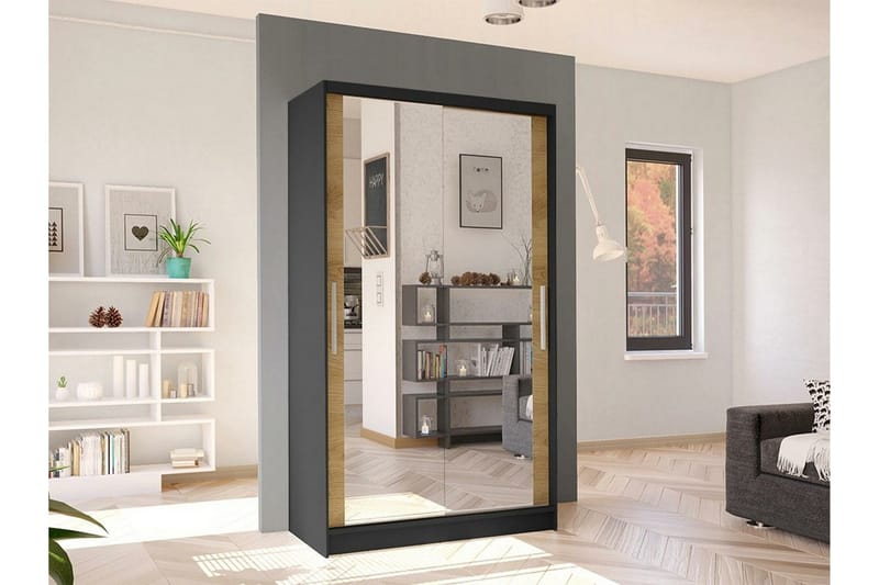 Glenmore Garderob m. Spegel NO_BRAND Black - Oppbevaring - Klesoppbevaring - Garderober & garderobesystem