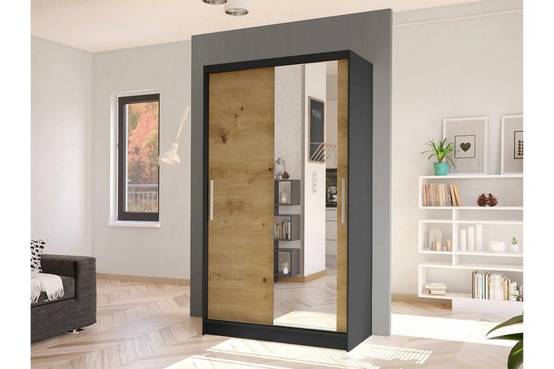 Glenmore Garderob m. Spegel NO_BRAND Black - Oppbevaring - Klesoppbevaring - Garderober & garderobesystem