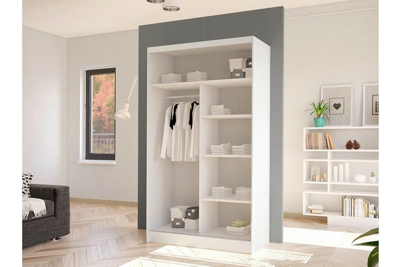 Glenmore Garderob m. Spegel NO_BRAND White - Oppbevaring - Klesoppbevaring - Garderober & garderobesystem