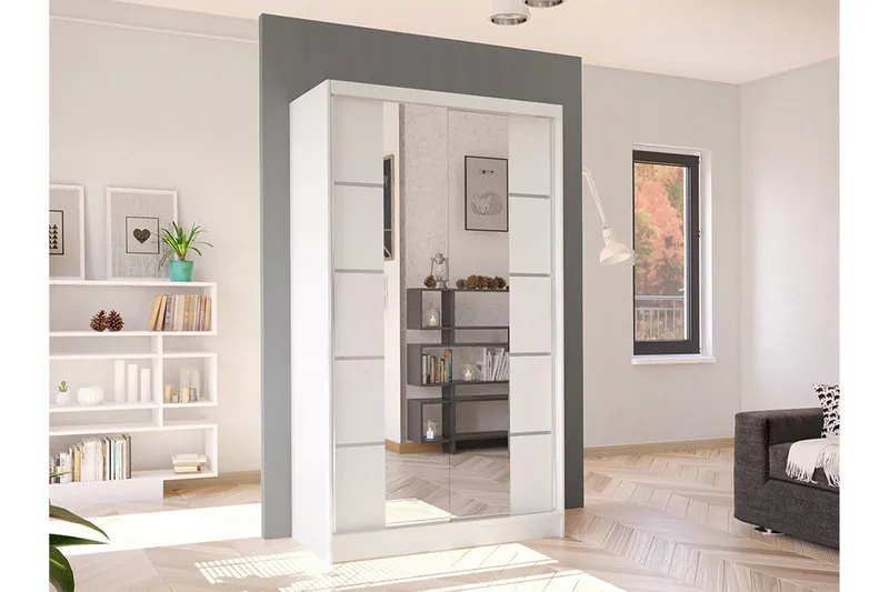 Glenmore Garderob m. Spegel White - Oppbevaring - Klesoppbevaring - Garderober & garderobesystem