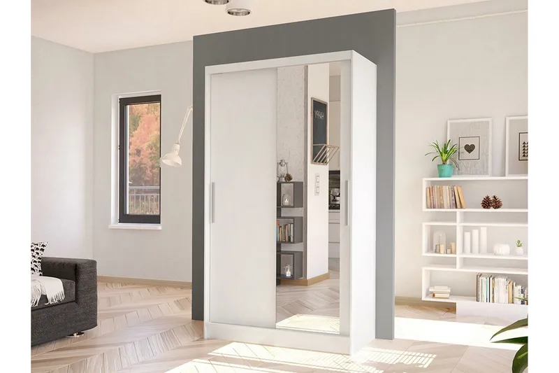 Glenmore Garderob m. Spegel White - Oppbevaring - Klesoppbevaring - Garderober & garderobesystem