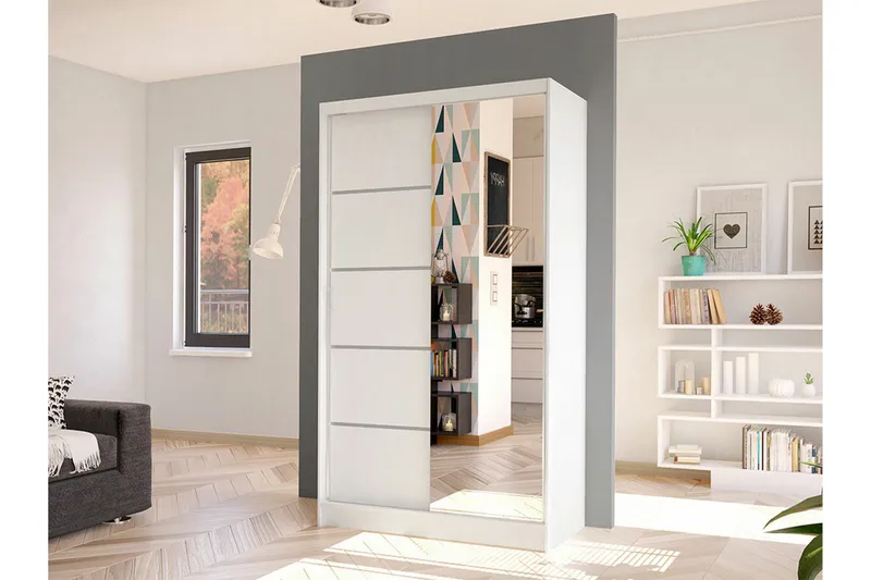 Glenmore Garderob m. Spegel White - Oppbevaring - Klesoppbevaring - Garderober & garderobesystem